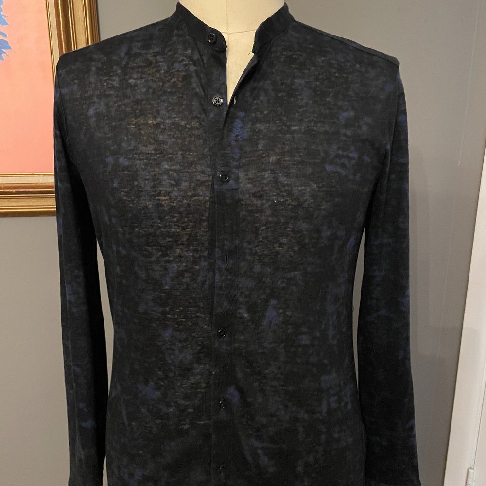 New without Tags, John Varvatos band collar knit button down shirt, size S